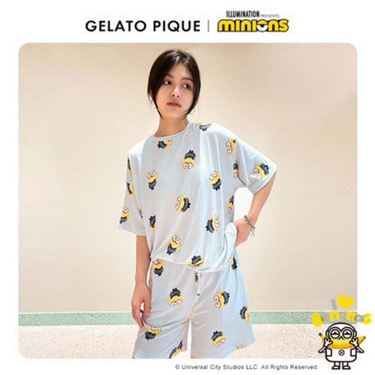 新品 Gelato pique×ミニオンズ ルームウェア パジャマ 上下 新品 Gelato pique×ミニオンズ ルームウェア パジャマ 上下