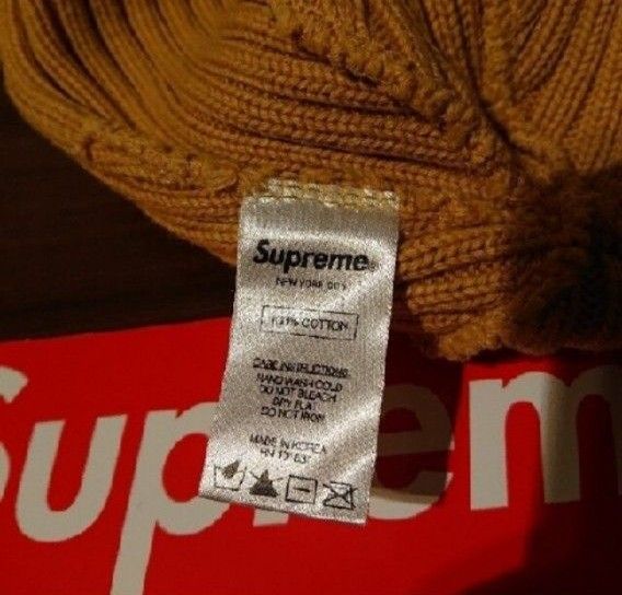 試着のみ　シュプリーム　supreme ボックスロゴ　ビーニー　ニット帽　赤ロゴ Beanie　コットンビーニー