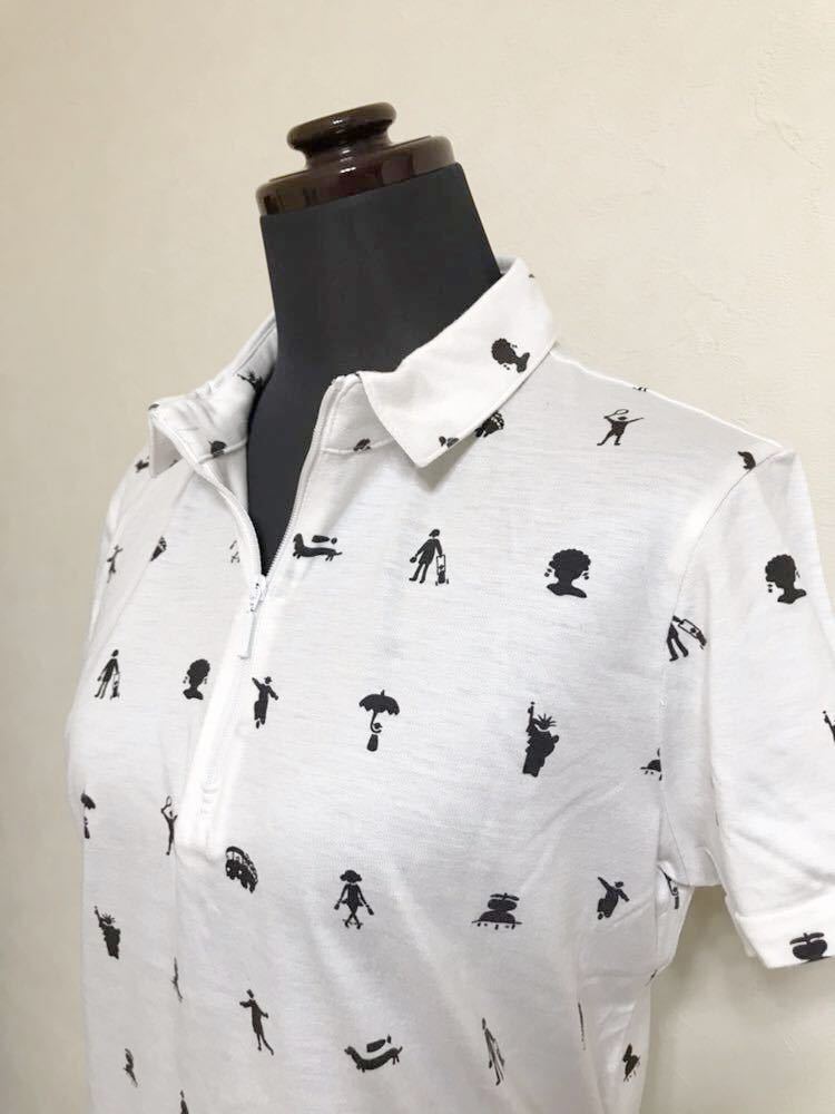 【良品】 picone CLUB ハーフジップ ポロシャツ レディース サイズ1 半袖 ビギジャパン 日本 C959513 白_画像7