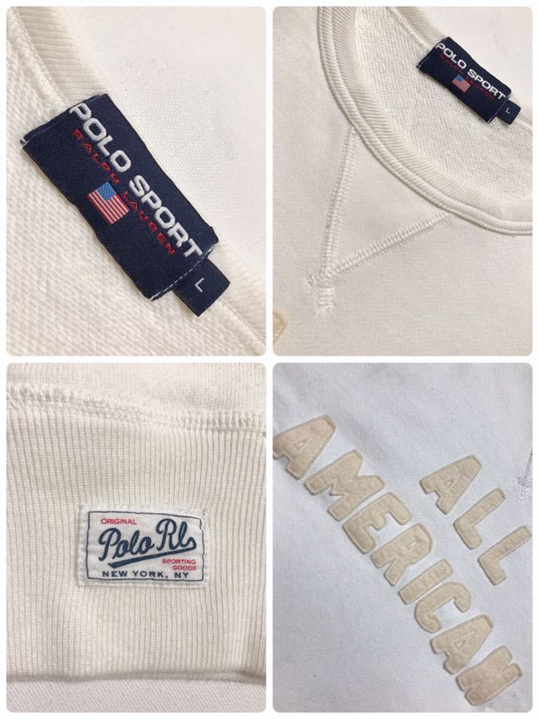 POLO SPORT Ralph Lauren Polo sport Ralph Lauren sweat sweatshirt tops short sleeves white size L KK-RS-SM-4540 white 