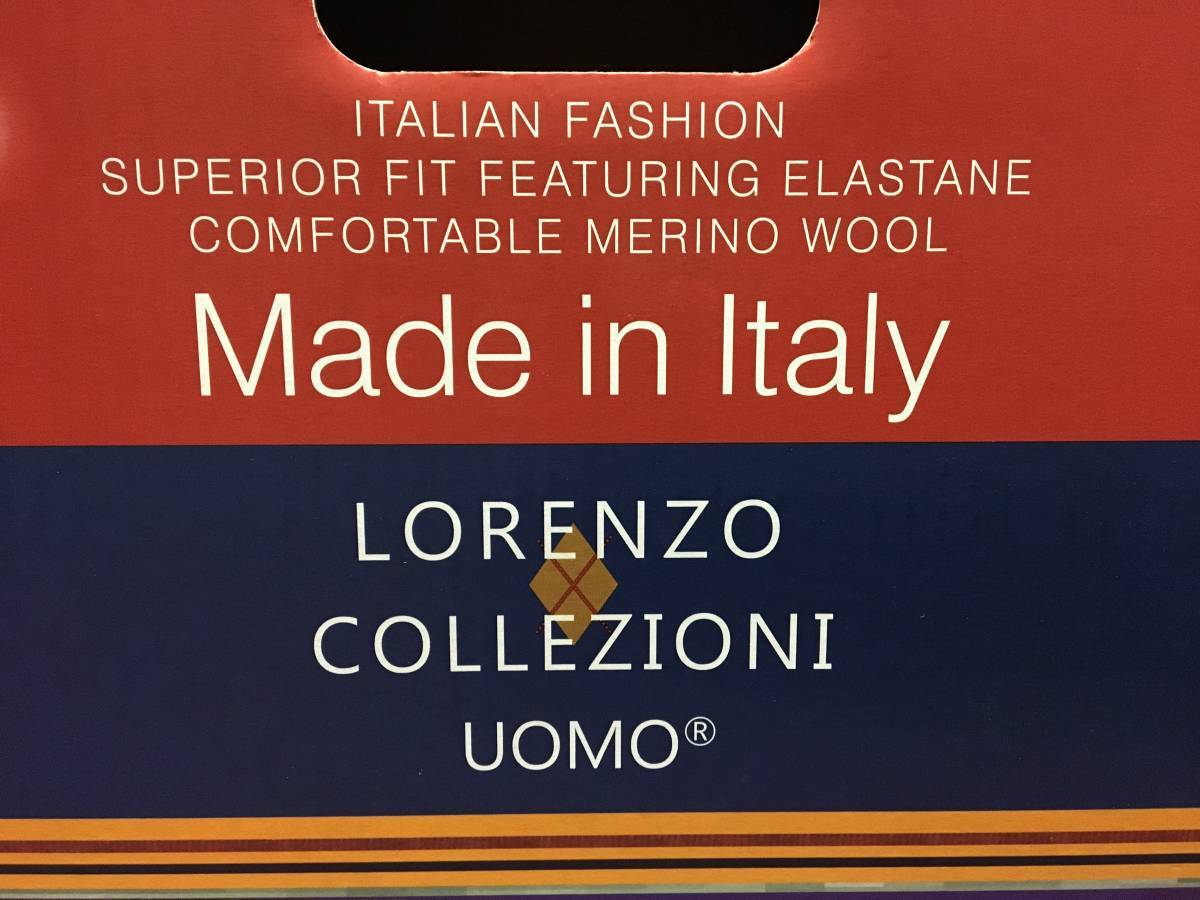 大特価 高品質 高級 新品 イタリア製 メリノウール混 メリノウールブレンド ソックス 3足組 靴下 メンズ 25-27cm 黒系柄 LORENZO UOMO_画像6