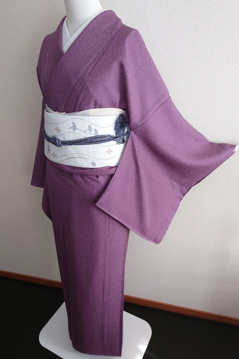 すずや□292正絹型染め江戸小紋裄丈70cm 紫系－日本代購代Bid第一推介