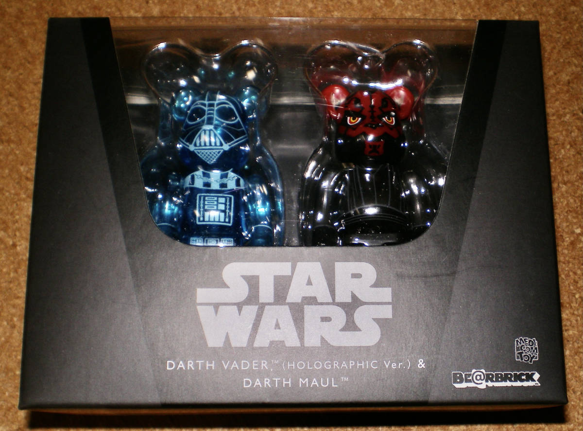 BE@RBRICK STAR WARS DARTH VADER (HOLOGRAPHIC Ver.) & DARTH MAUL 100% スターウォーズ ダースベイダー ダーツモール_画像1