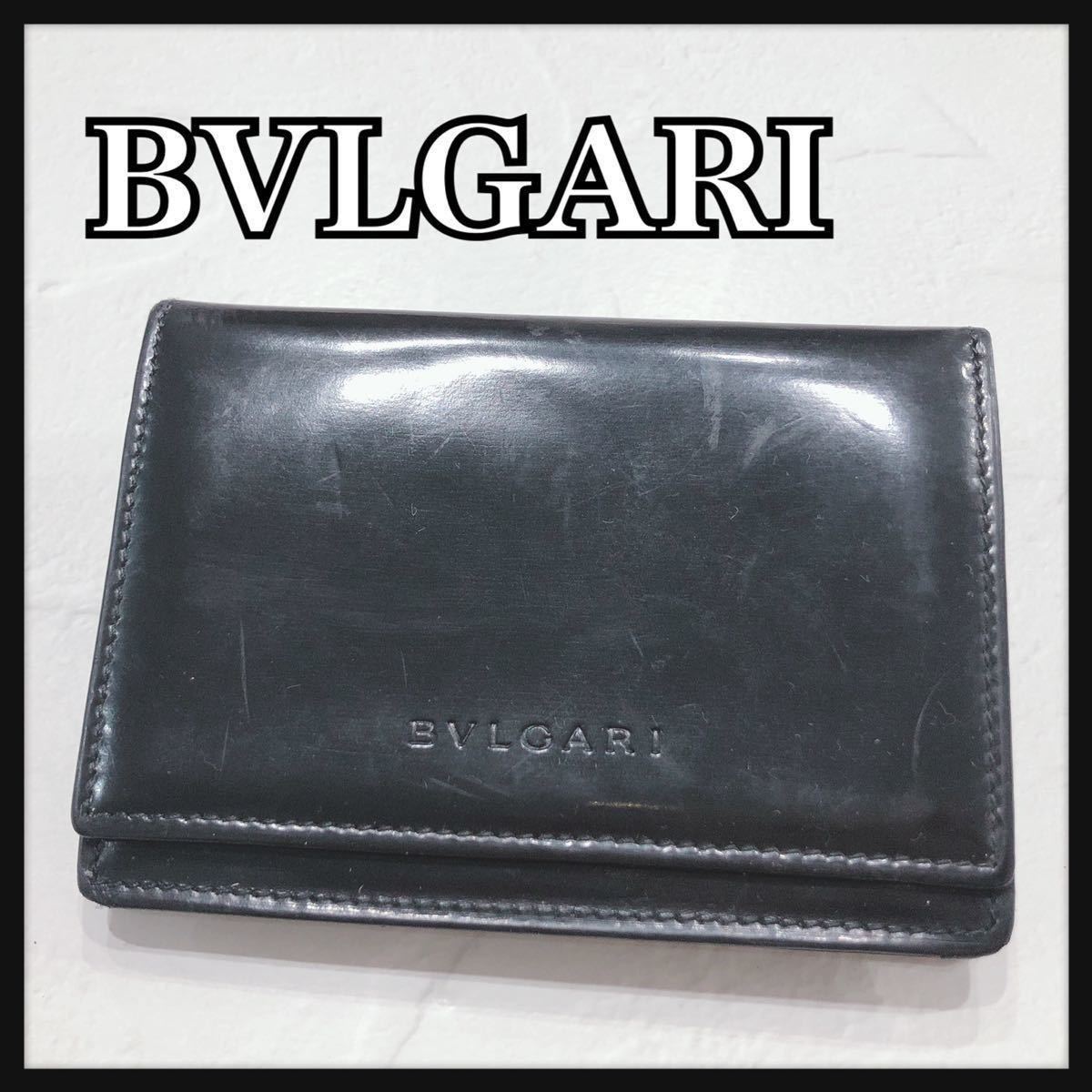 ☆BVLGARI☆ ブルガリ カードケース 名刺入れ パスケース ブラック 黒 レザー 本革 シンプル メンズ 男性 送料無料_画像1