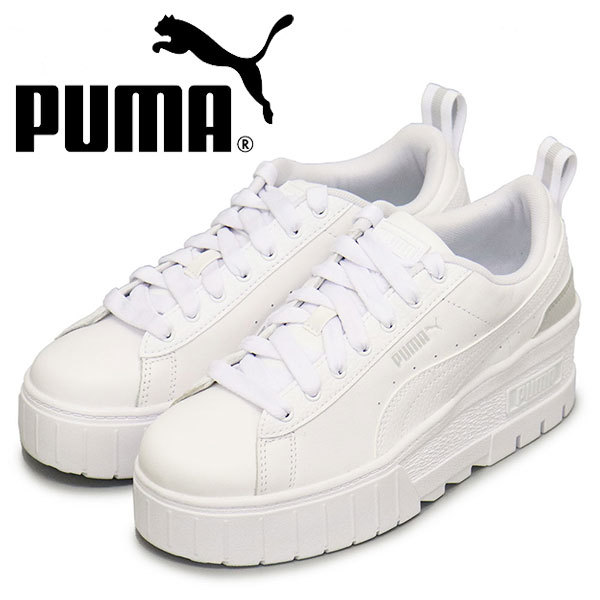 PUMA (プーマ) 386273 メイズ ウェッジ レディーススニーカー 11 プーマホワイト-アッシュグレー PM221 25.0cm