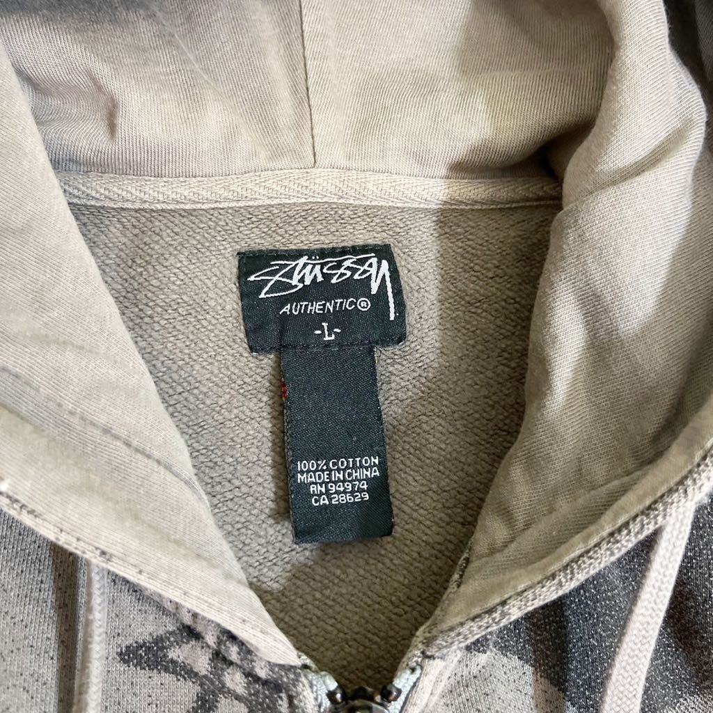 ステューシー　STUSSY 総柄　ジップパーカー　ブラウン　レア　希少_画像4