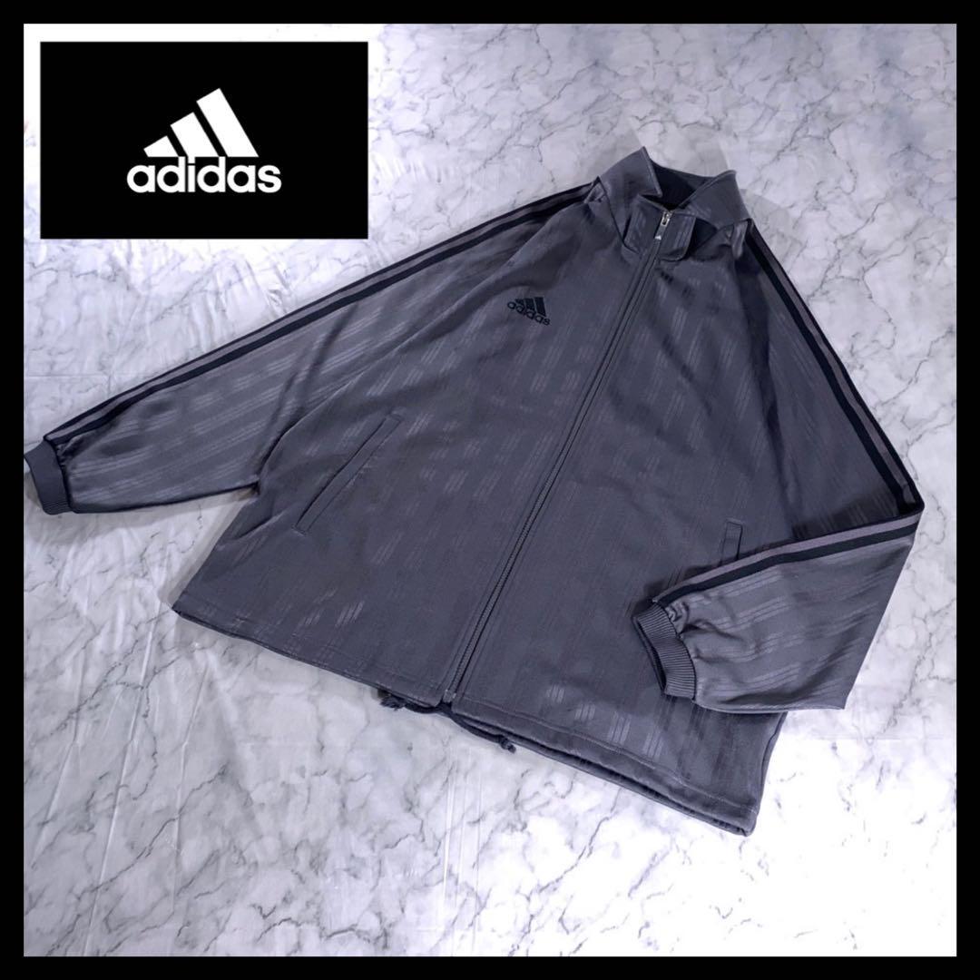 00s 古着 adidas トラックジャケット ジャージ グレー ストライプ