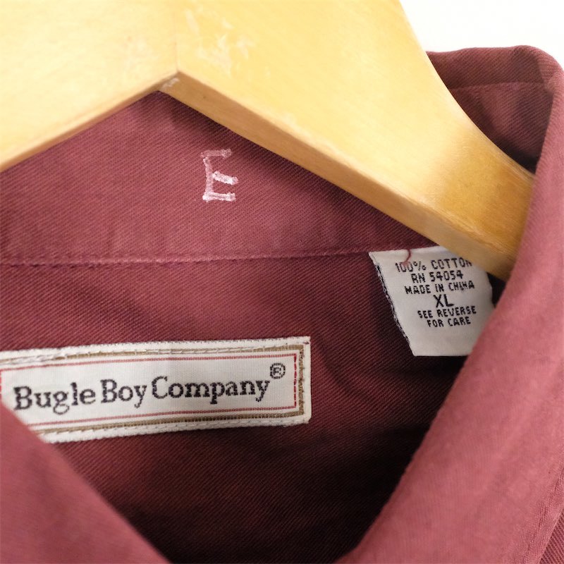 古着 大きいサイズ 00's Bugle Boy Company 長袖ボタンダウンシャツ メンズUS-XLサイズ 無地 赤 ワインレッド系 tn-1882n_画像5