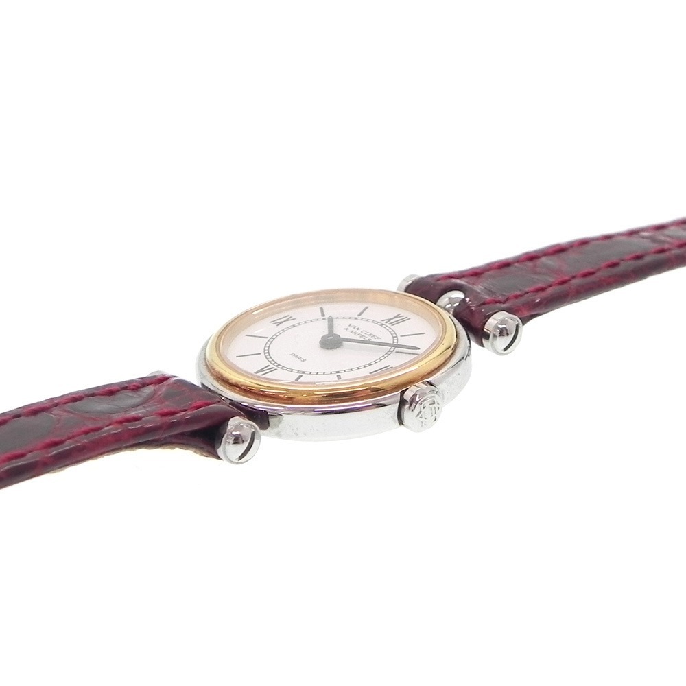 [ used ] Van Cleef & Arpels wristwatch 422904 stainless steel / leather white lady's quartz OH settled Van Cleef &Arpels