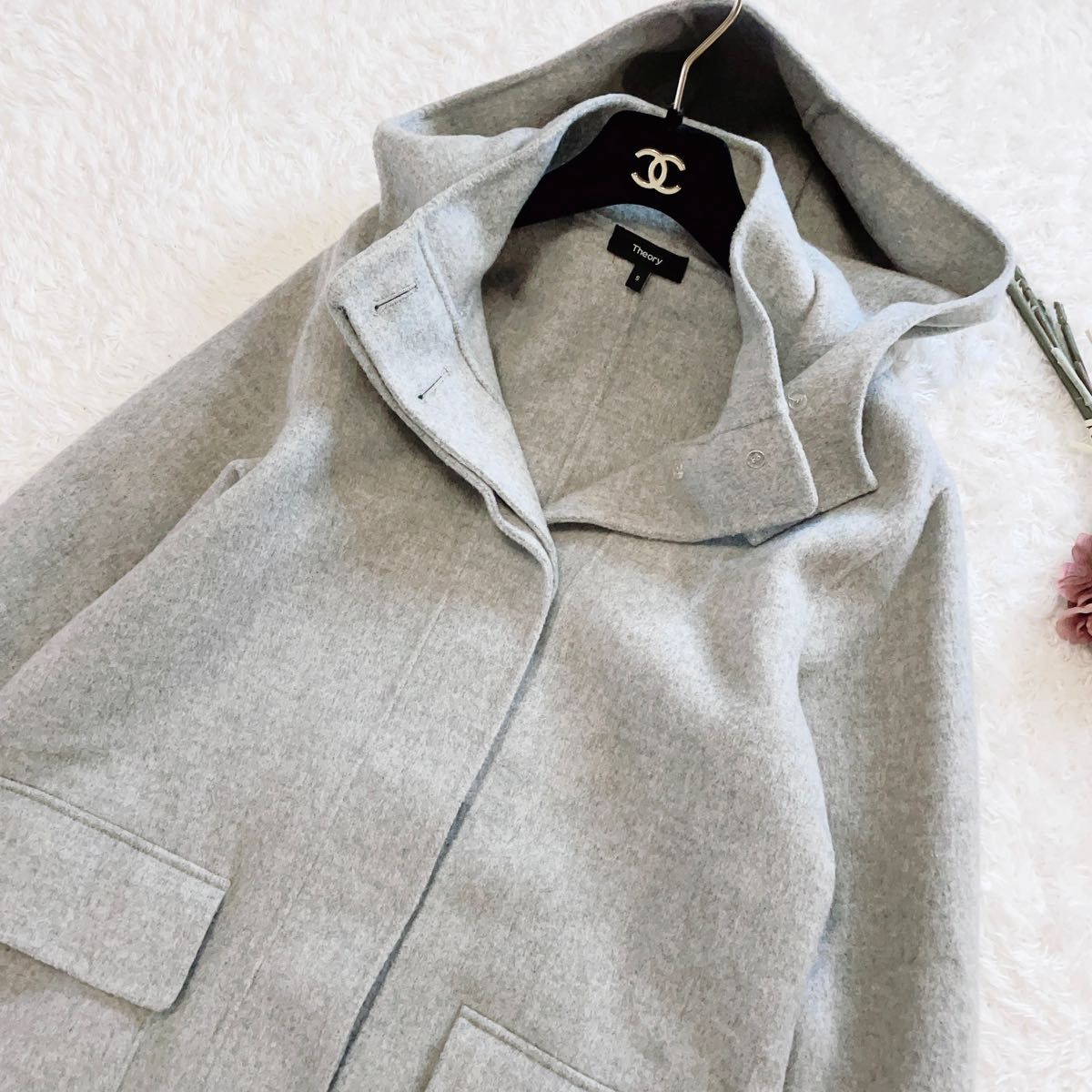 美品◇Theory◇カシミヤ混 ダブルフェイス ダッフルコート フード-