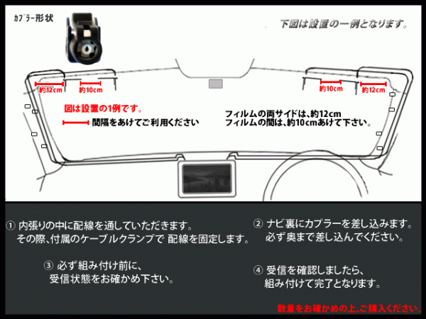 AVIC-ZH0099W カロッツェリア HF201コード 4本 L型 フィルム アンテナ 4枚 GPSアンテナ 1個 アースプレート 1枚 フルセグ 地デジ RG14_画像3