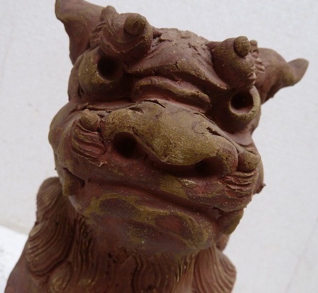 (*BM) ceramics made si-sa- lion 2 body . dog height 28. tradition handicraft .. thing . except . feng shui .. rise .. ornament objet d'art 