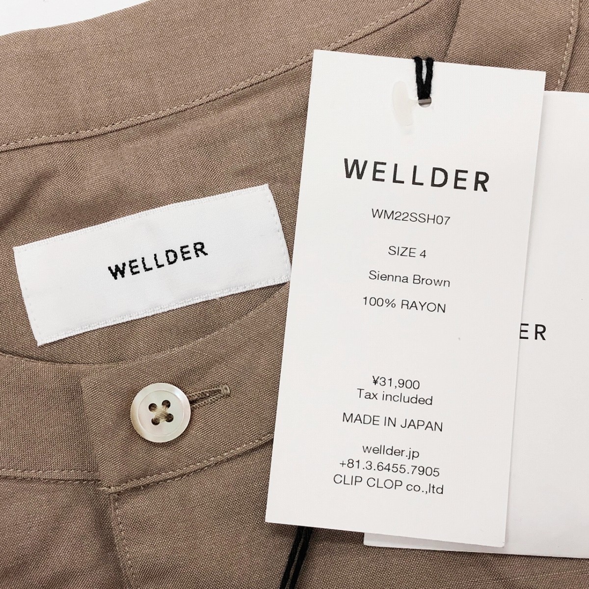 未使用品 WELLDER / Henry Neck Shirt ウェルダー ヘンリーネック ロングスリーブ シャツ ノーカラー オーバーサイズ 表記サイズ(4) @K_画像6