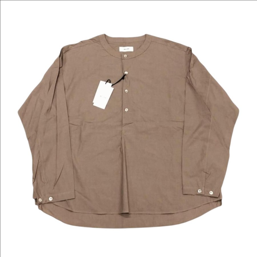 未使用品 WELLDER / Henry Neck Shirt ウェルダー ヘンリーネック ロングスリーブ シャツ ノーカラー オーバーサイズ 表記サイズ(4) @K_画像1