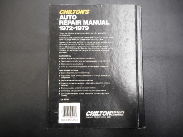 整備書　チルトン　CHILTON`S AUTO REPAIR MANUAL 1972-1979 COLLECTO`S EDITION　　アメ車　マッスルカー　カーレース　等_画像2