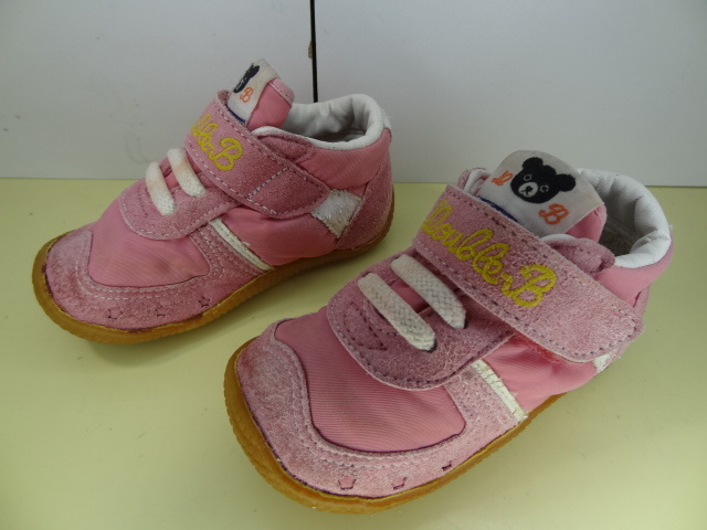 全国送料無料 ダブルビー DOUBLE.B ミキハウス 日本製 子供靴 キッズ ベビー 女の子 ピンク色 スニーカー シューズ 13.5cmEE_画像1