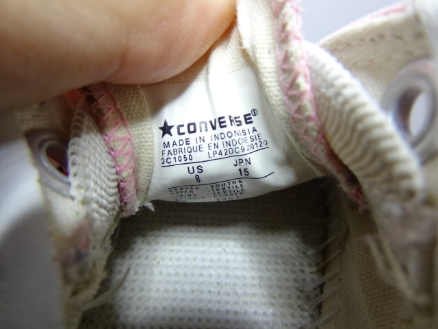 全国送料無料 レア!!コンバース CONVERSE 子供靴キッズベビー女の子ピンク色デッキタイプスニーカーシューズ 15cm_画像8