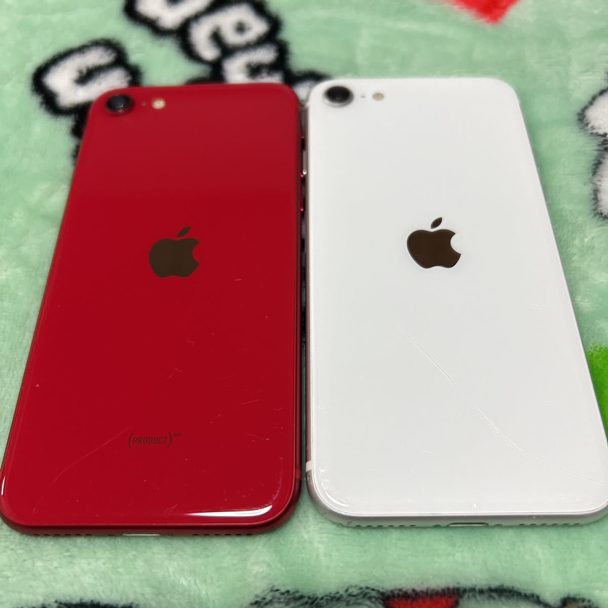 1円〜 SIMフリー iPhoneSE 第2世代 2台セット レッドとホワイト 128GB