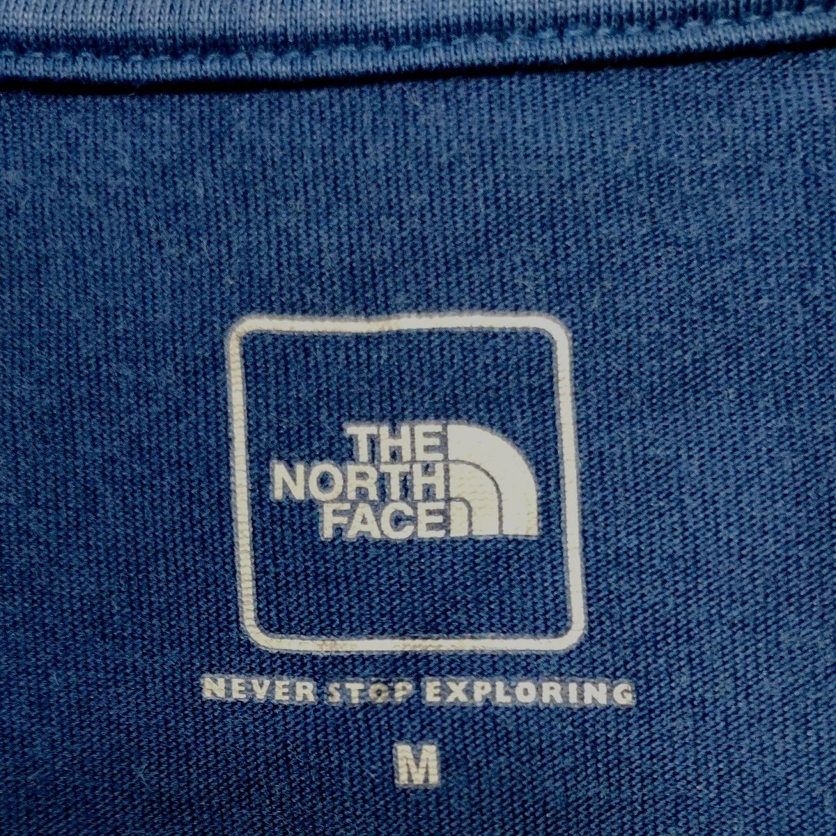 ザノースフェイス半袖ＴシャツS/M　ネイビー　遠吠えするシカに山々と月が♪　プリントの状態も良好　 THE NORTH FACE