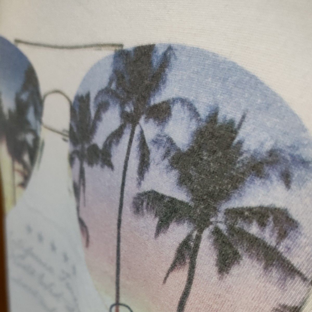 ジャックローズ半袖ＴシャツS/M　白　サングラスに映るSunset Beach California　Vネック　JACKROSE