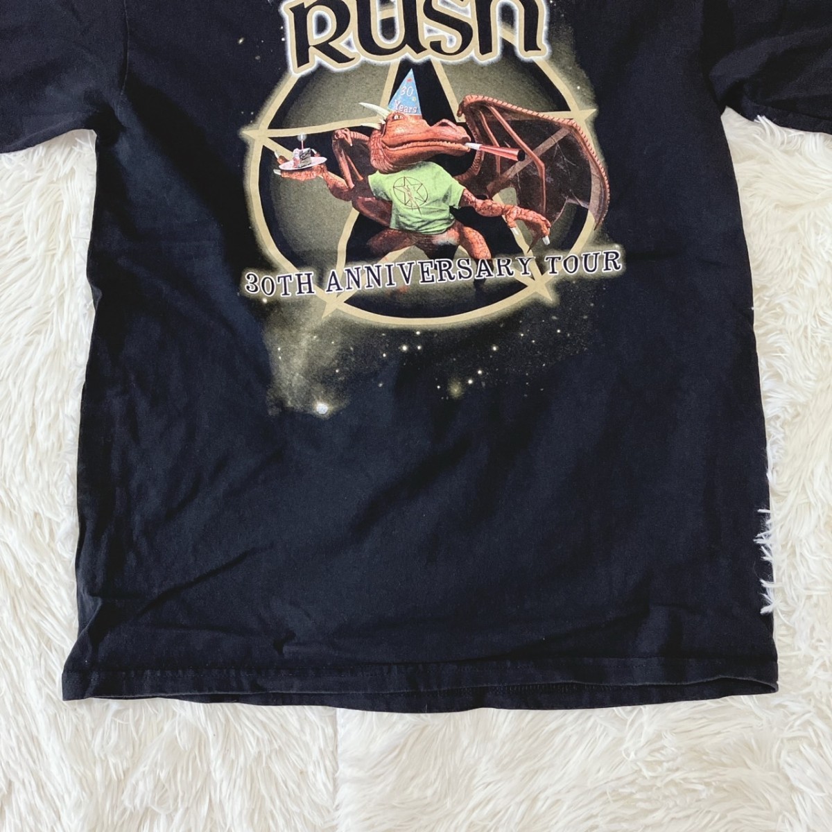 バンドTシャツ 半袖Tシャツ サイズM RUSh ラッシュ ミュージックティー 黒ブラック メンズ夏古着