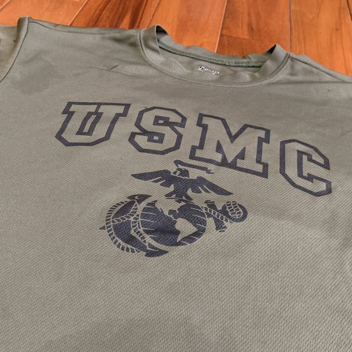沖縄 米軍放出品 USMC Tシャツ トレーニング　ランニング　OD MEDIUM (管理番号N215)_画像4