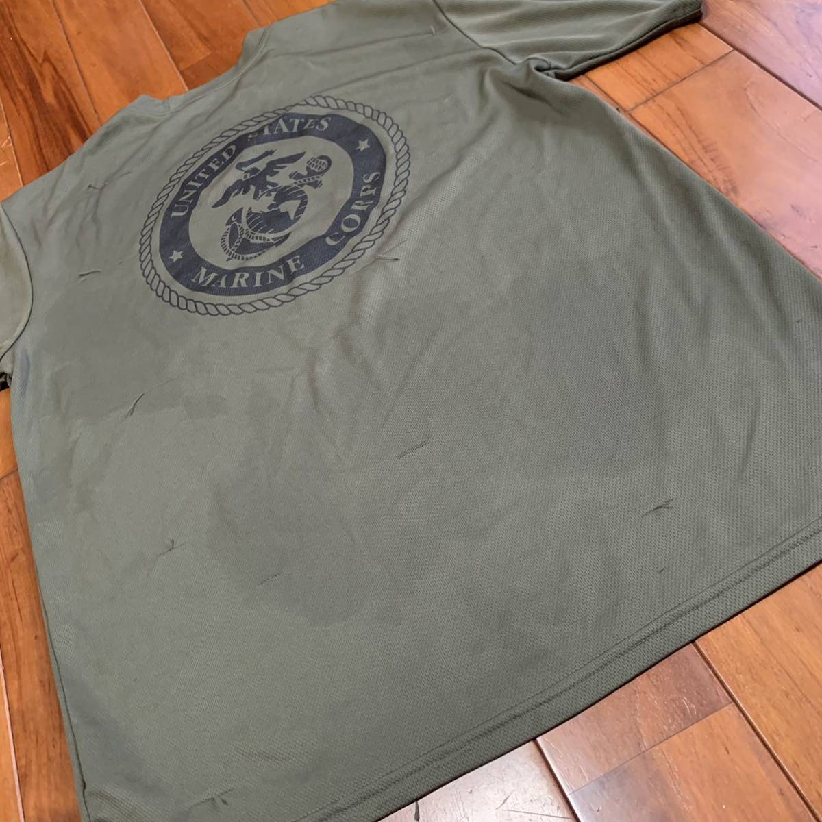 沖縄 米軍放出品 USMC Tシャツ トレーニング　ランニング　OD MEDIUM (管理番号N215)_画像10