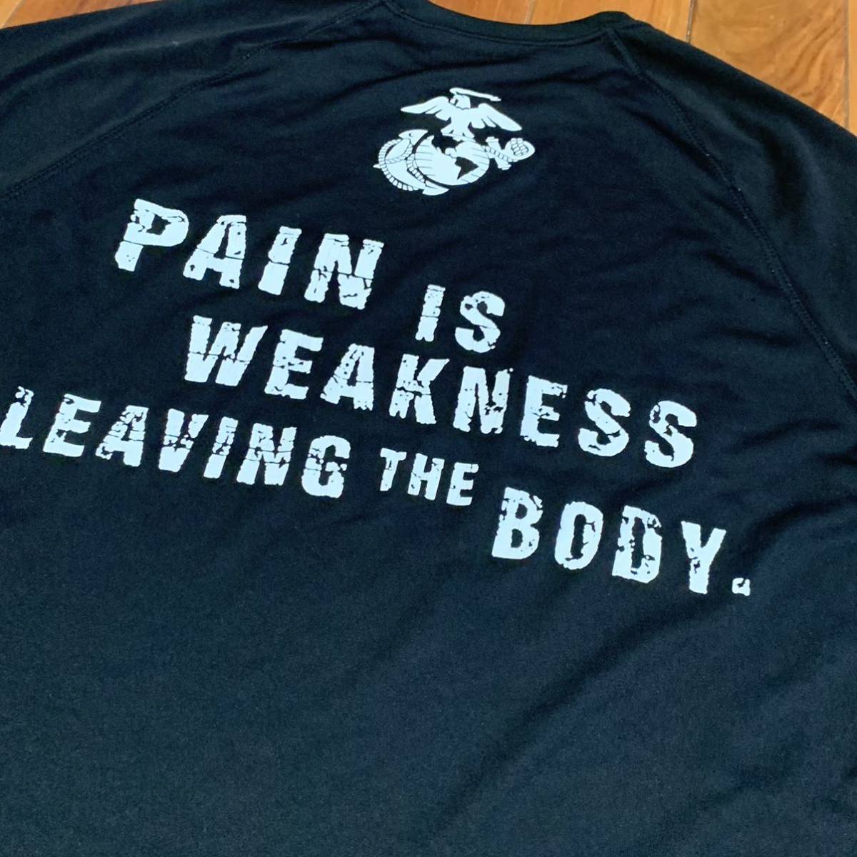 沖縄 米軍放出品 アンダーアーマー PAIN IS WEAKNESS Tシャツ トレーニング ランニング  MEDIUM BLACK (管理番号Q233)の画像5