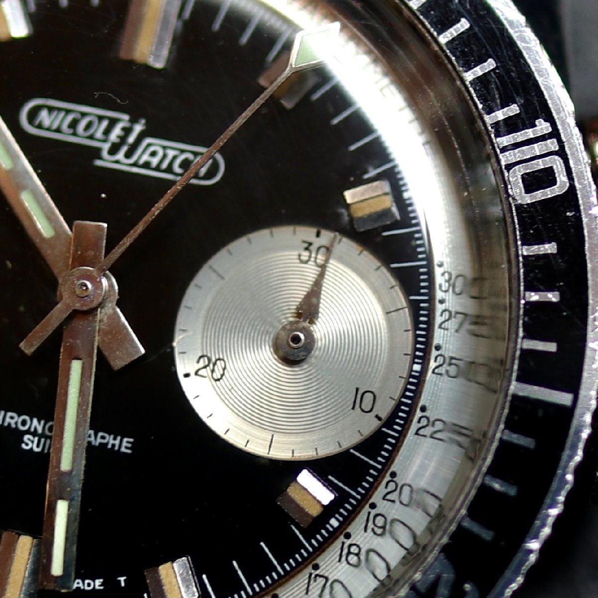 [NICOLET WATCH]Vintage Chronograph / wristwatch men's stylish brand popular 30 fee 40 fee 50 fee 60 fee recommendation present 