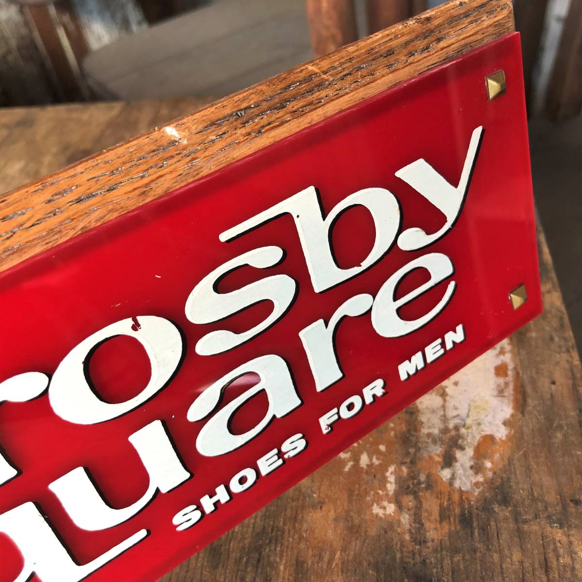 即決価格 Crosby Square 60s〜 ヴィンテージ クロスビースクエア シューズ カウンタートップ ディスプレイサイン ロゴ 看板 革靴 古着 USA_画像6