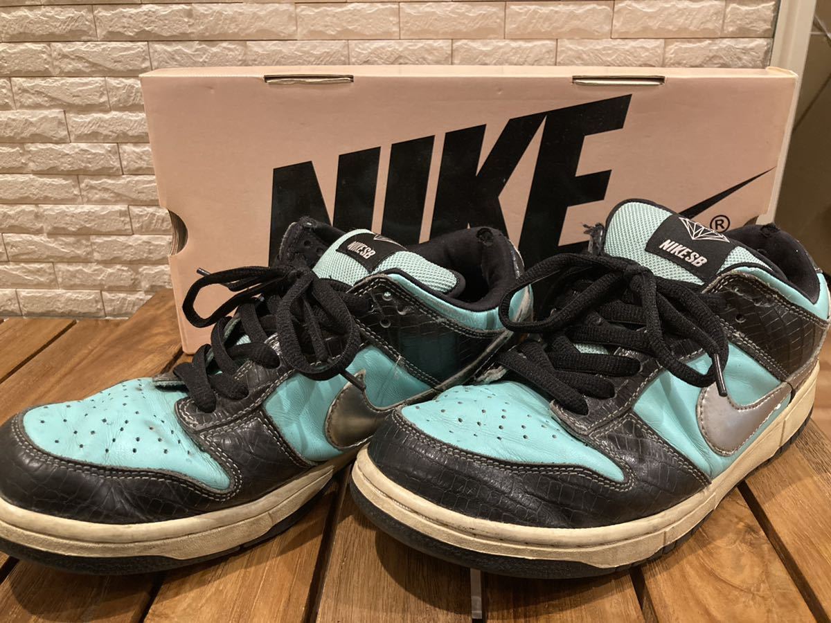 箱替紐有　美中古　2005 NIKE DUNK LOW PRO SB diamond TIFFANY ティファニー　28 US10 正規通販明細書有　ダンク　ナイキ_画像1