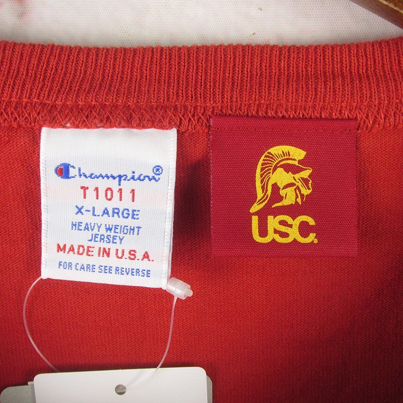 LST10089 Champion チャンピオン USC Tシャツ T1011 X-LARGE 未使用 レッド（クリックポスト可）_画像3