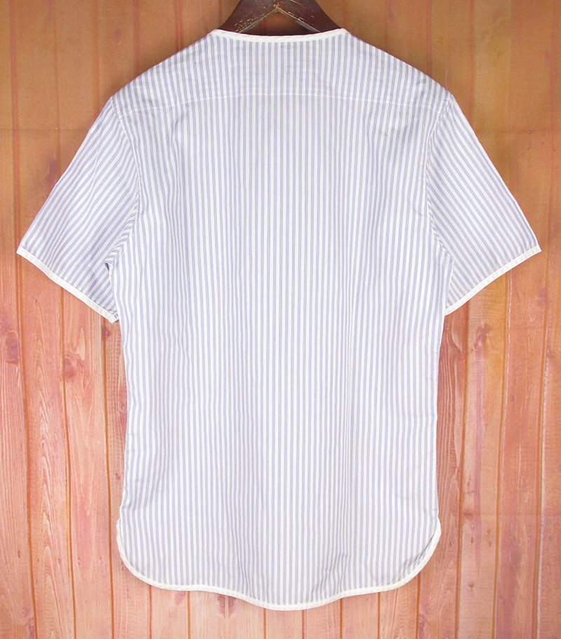 LSH4060 Yves Saint Laurent Yves Saint-Laurent pull over stripe short sleeves shirt 38/15 blue group 