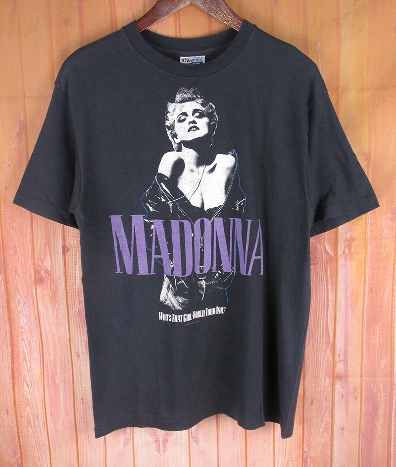 LST10134 ビンテージ 80s MADONNA マドンナ ツアー Tシャツ ロックT USA製 1987 Hanes ヘインズ Lサイズ ブラック オリジナル_画像1