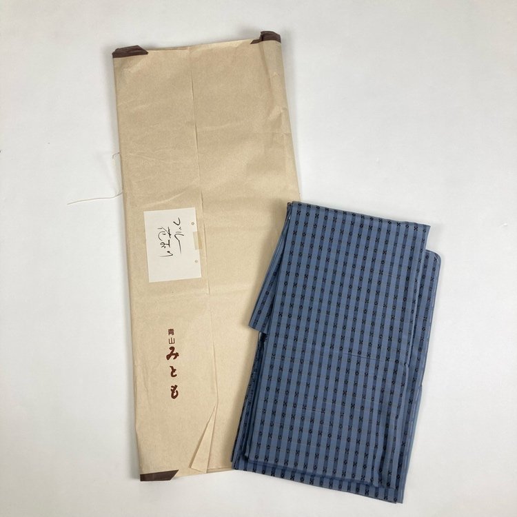 2022年のクリスマス 格子柄 花織 小紋 紬 タトウ紙付き 着物 【Y商品】和装 y208-2091343 裄丈64cm 身丈161.5cm ブルー 青山みとも その他 2022年のクリスマス 格子柄 花織 小紋 紬 タトウ紙付き 着物 【Y商品】和装 y208-2091343 裄丈64cm 身丈161.5cm ブルー 青山みとも その他