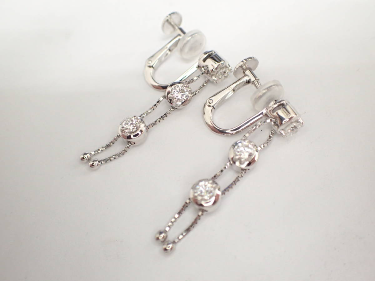 日本未入荷 田崎真珠 1/美品 タサキ イヤリング トリロジー ダイヤ計