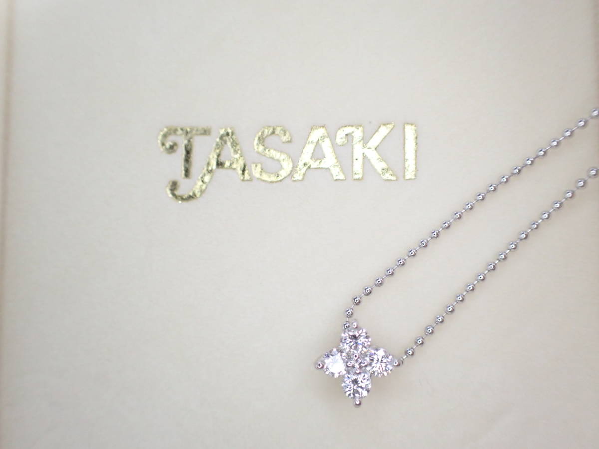 2/美品 田崎真珠 タサキ K18WG ダイヤ計0.24ct デザイン ネックレス _画像10