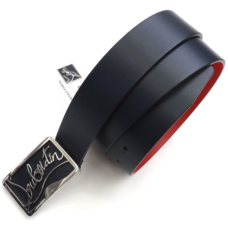 登場! F0499S クリスチャンルブタン 35 BELT RICKY ネイビー×シルバー
