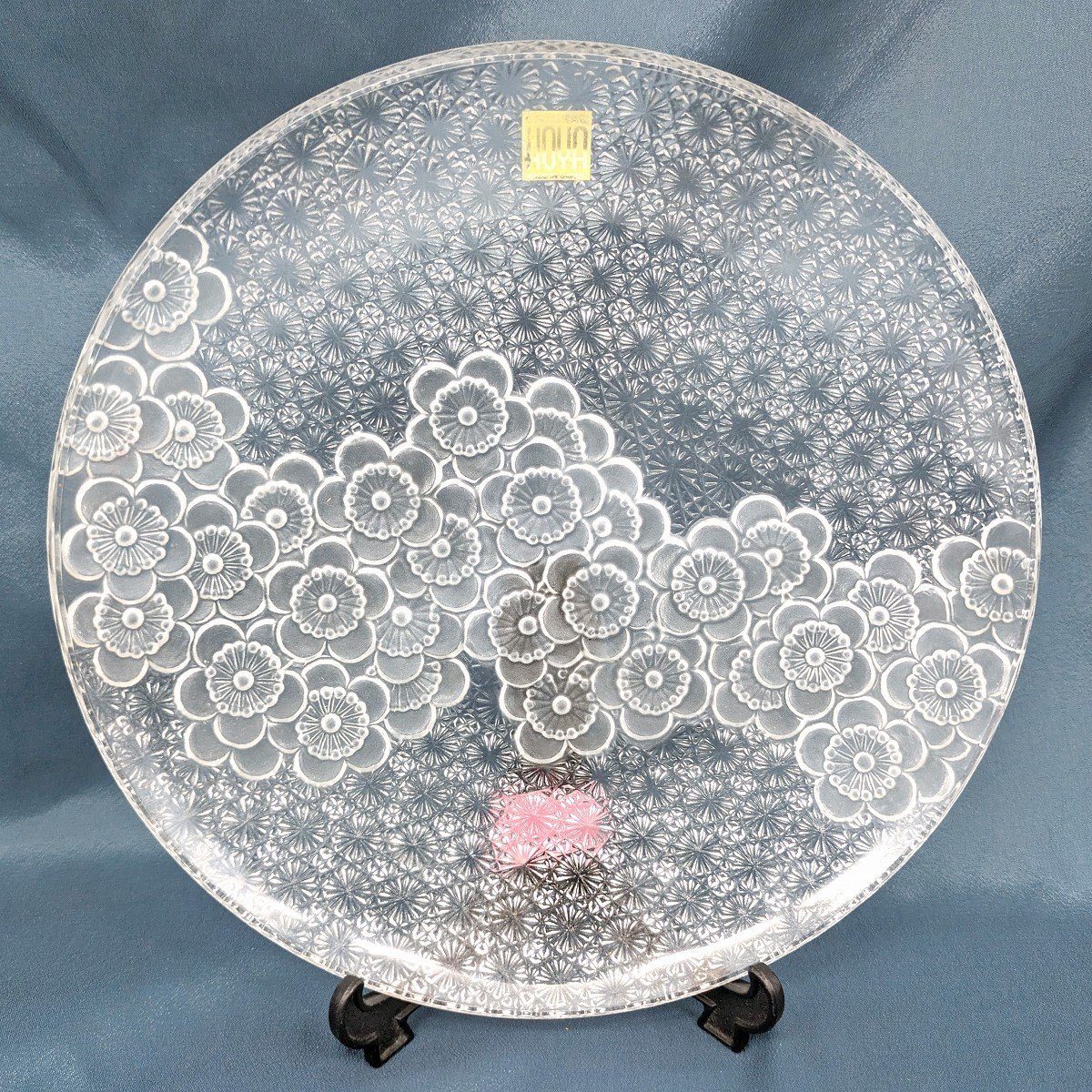 HOYA・保谷クリスタル・ガラス皿・平皿・梅ちらし・No.230806-06・佐川