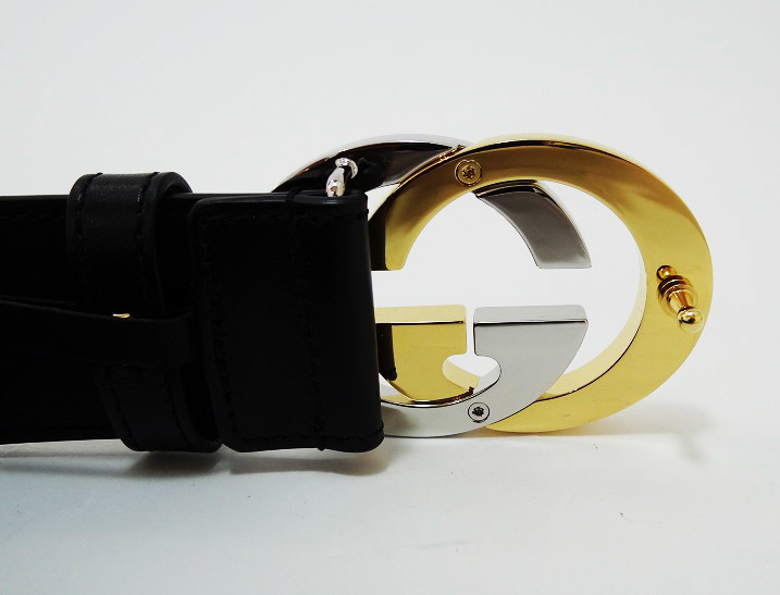 超売れ筋 GUCCI グッチレザー ベルト Gバックル 75cm NOIR GOLD/SILVER