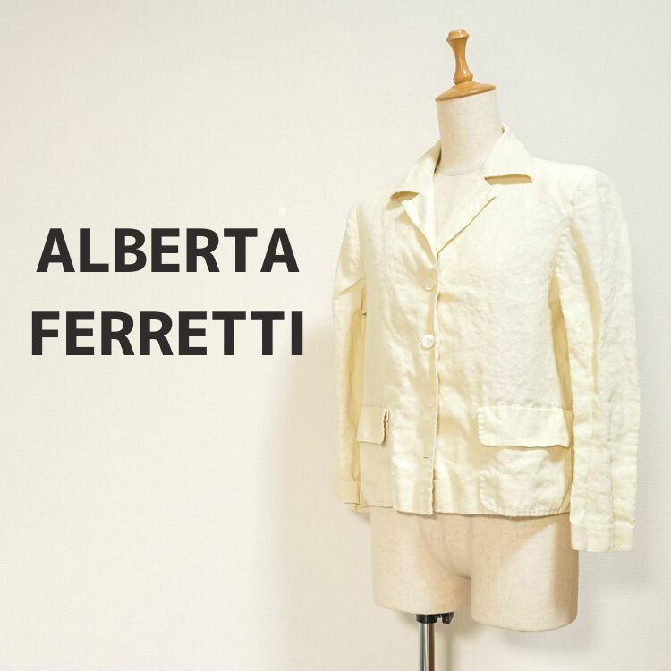 8032 ALBERTA FERRETTI イタリア製テーラードジャケットリネンレディース F11-0014_画像1