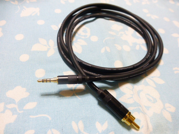 3.5mm4極 (オス Hiby) → RCA (オス) 同軸 デジタル ケーブル MOGAMI 2964 150cm 長め Hiby R6 R6Pro Hugo 等に ( Fiio 延長 対応可_画像1