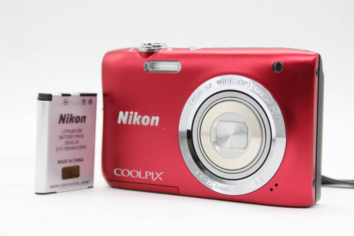 【美品 返品保証】 ニコン Nikon Coolpix S2900 レッド Nikkor 5x Wide バッテリー付き コンパクトデジタルカメラ s31