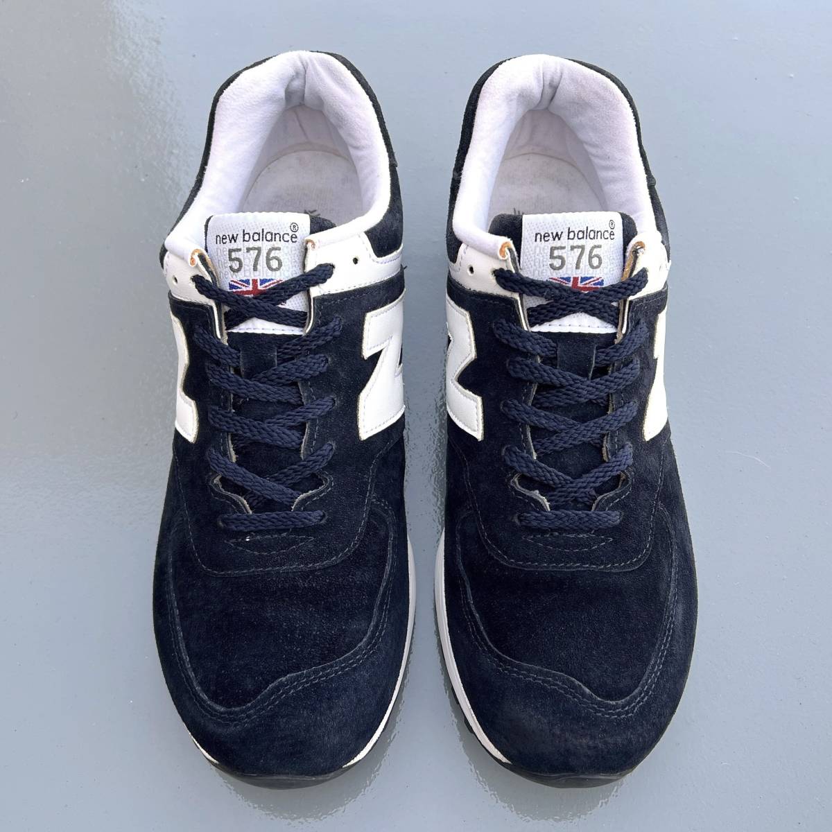 【USED】New Balance M576DNW UK製 US8.5 26.5cm ダークネイビー×ホワイト 廃番 限定 イギリス英国製 スウェード 紺 白 NB スニーカー_画像3