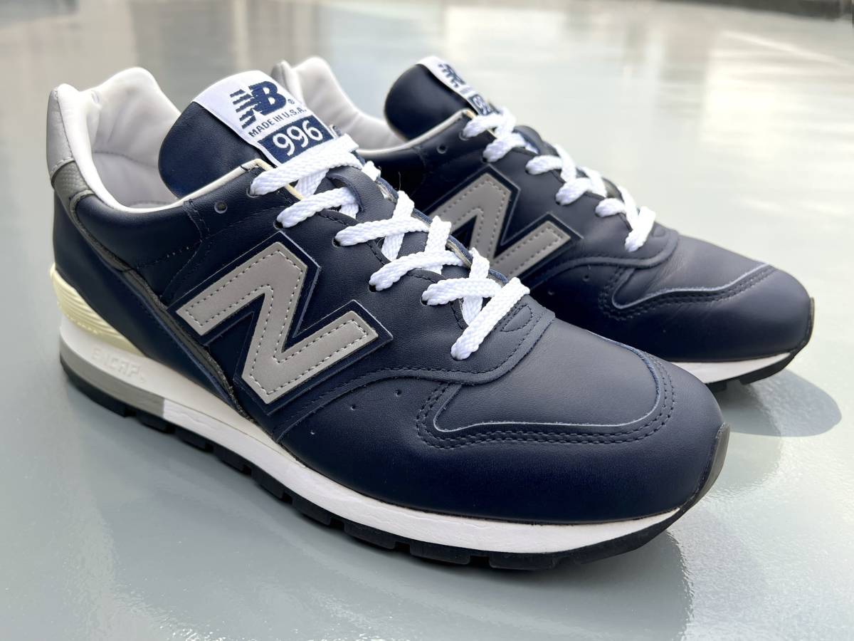 国内正規品 New Balance M996NCB USA製 US7.5 25.5cm ネイビー×グレー 美品 アメリカ米国製 NB フルグレイン オールレザー 紺 スニーカー_画像2