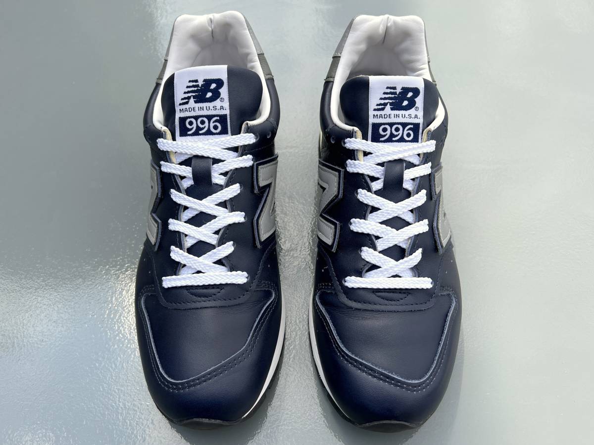 国内正規品 New Balance M996NCB USA製 US7.5 25.5cm ネイビー×グレー 美品 アメリカ米国製 NB フルグレイン オールレザー 紺 スニーカー_画像3