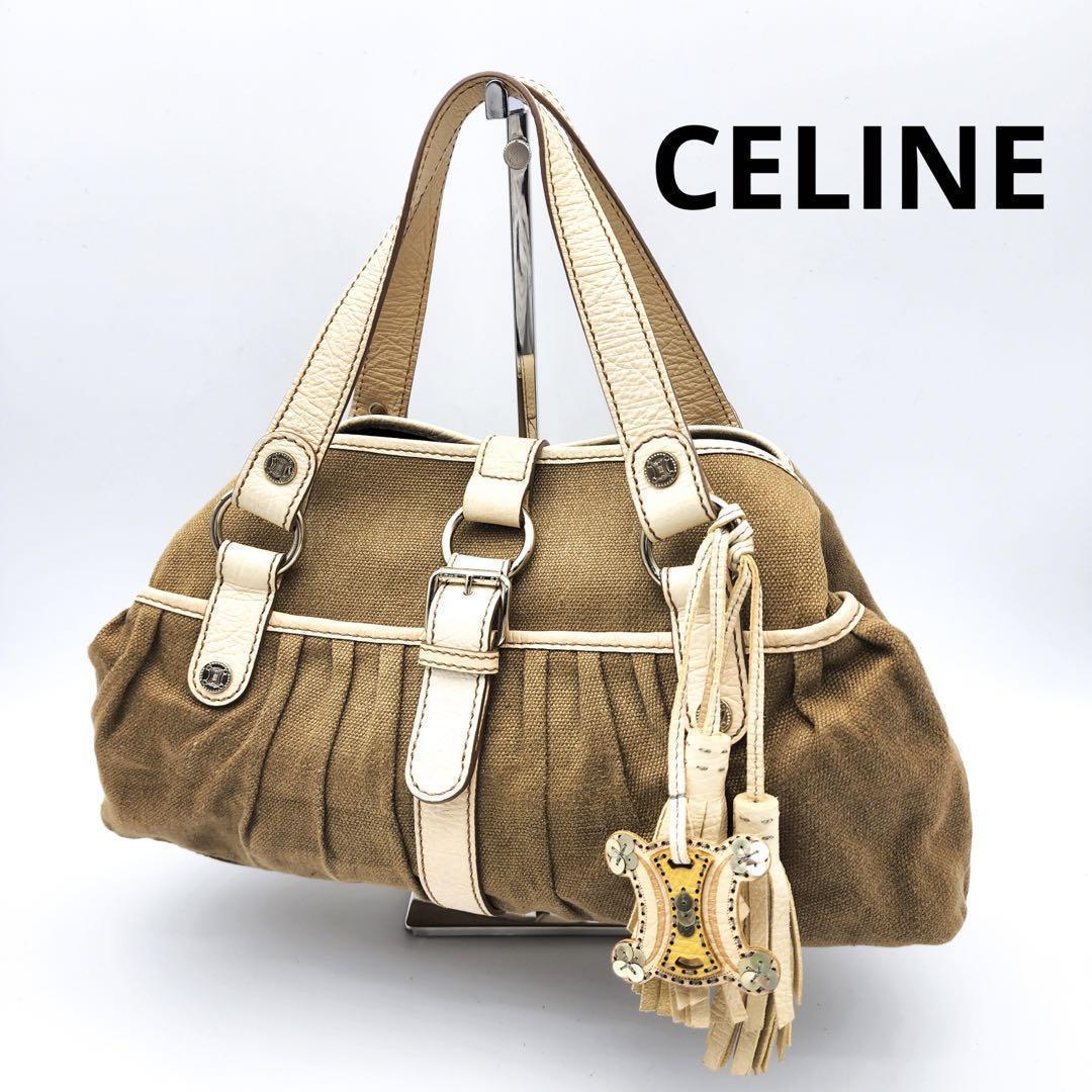 高級感 希少 チャーム付 CELINE ハンドバッグ トートバッグ キャンバス