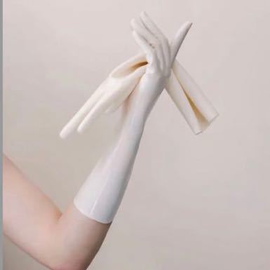 la Tec s glove S white white long gloves Raver rubber cosplay 