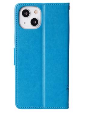 人気PU革手帳型Iphone13ケース レザー耐衝撃可愛い 和柄 カード収納 ストラップ付き 青_画像3