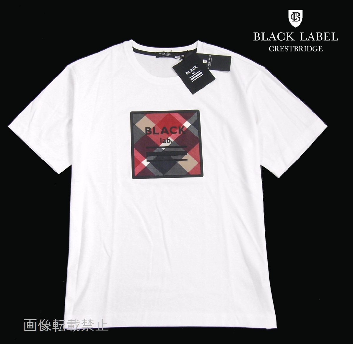 送料無料 新品 ブラックレーベル クレストブリッジ　CBチェックボックス 半袖 Tシャツ　L　白 ホワイト　メンズ BLACKLABEL CRESTBRIDGE